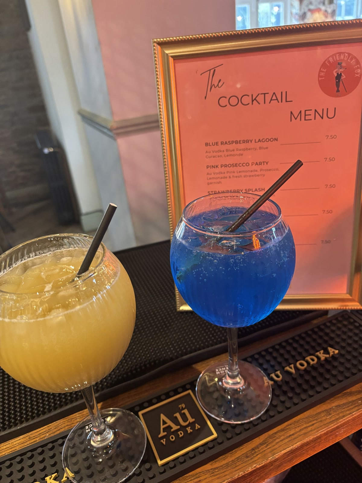 Cocktail menu at The Friendly Fox